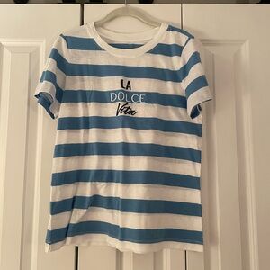 LOFT La Dolce Vita Blue and White Striped Shirt